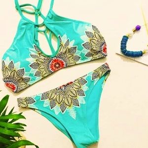 *EUC* Red Carter Bikini Boho floral print Size S